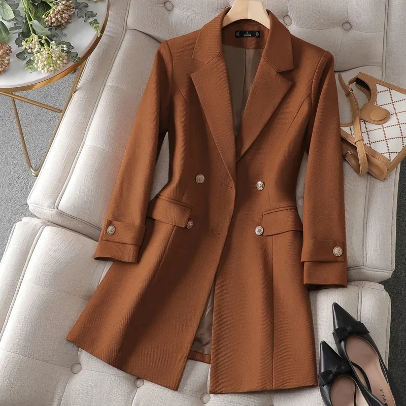 Formal Winter Wear Women Jacket - 여성용 롱 블레이저 카키, 커피 블랙,