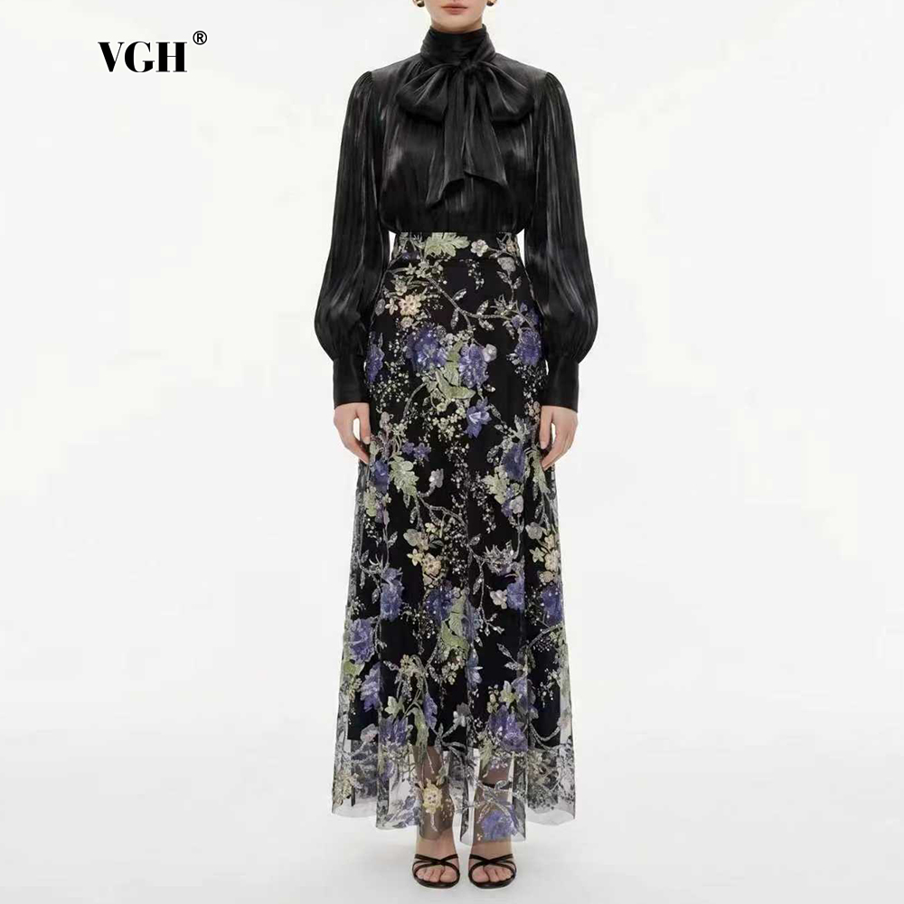 Formal Wear Women Us - VGH 여성용 우아하고 세련된 블랙 플로럴