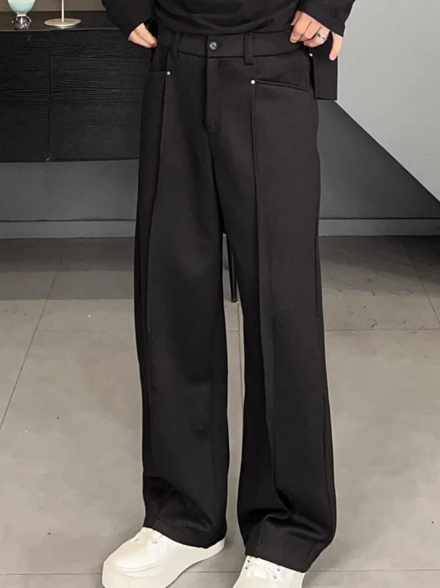 Tailored Trouser Wide - 한국 스타일 캐주얼 팬츠 드레이프 와이드