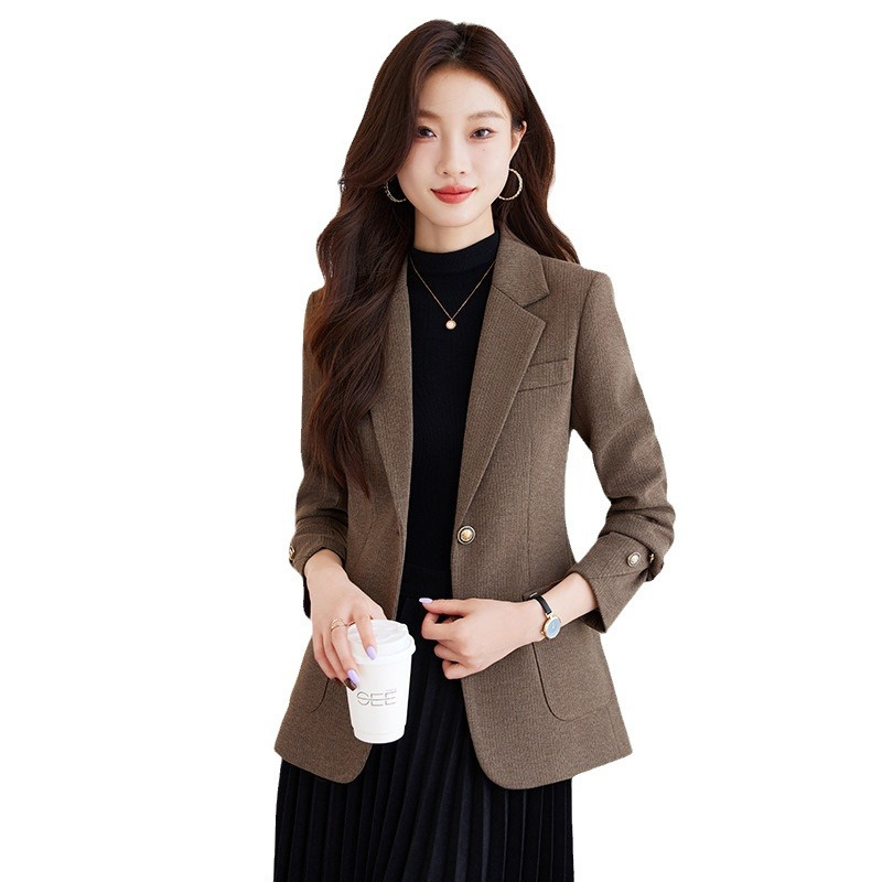 여성 정장 블레이저 여성용 그레이 커피 여성 긴팔 싱글 - Formal Winter Wear Women Jacket 리뷰 및 가격
