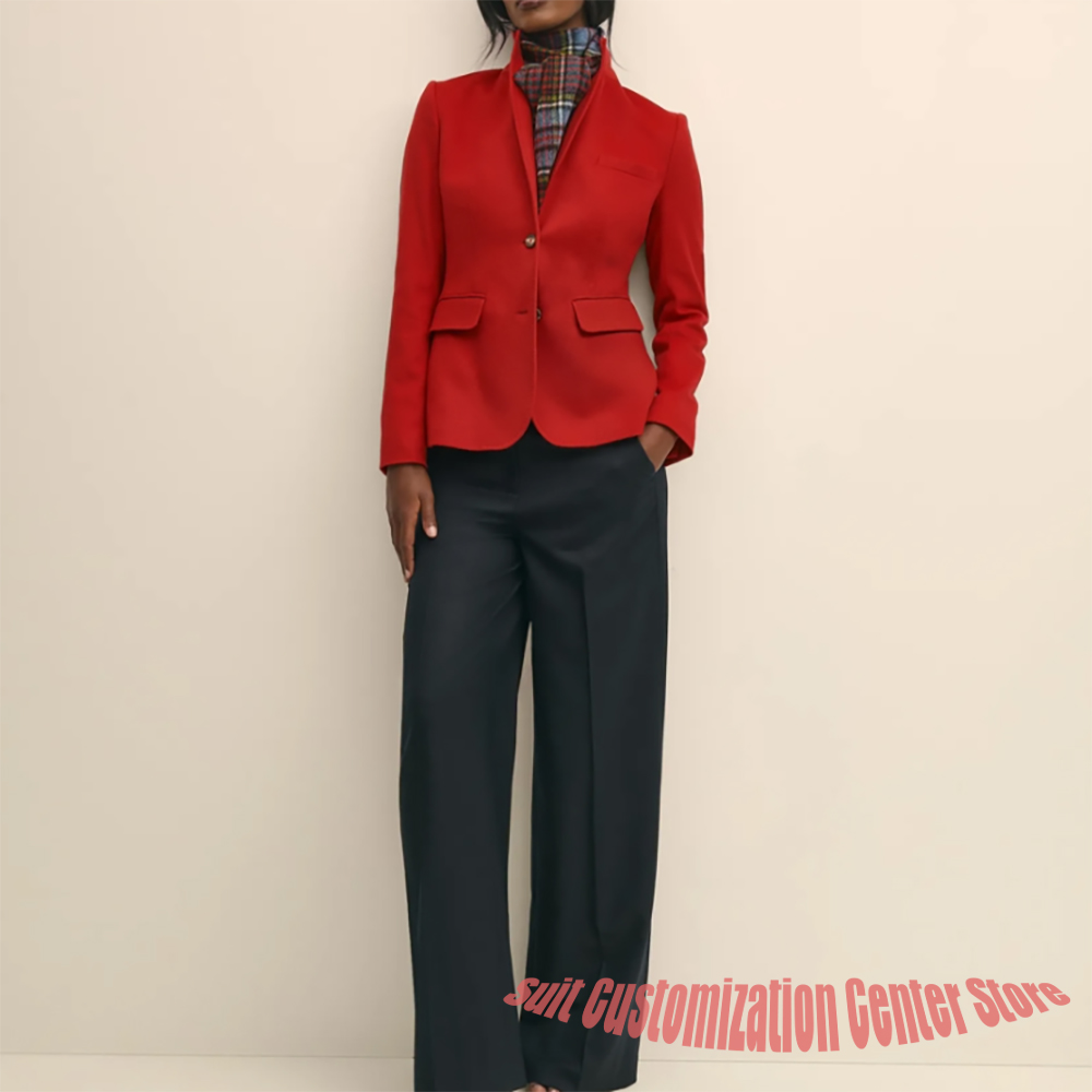 여성용 네이비 울 의류 싱글 브레스티드 투피스 (재킷+ - Formal Winter Wear Women Jacket 리뷰 및 가격