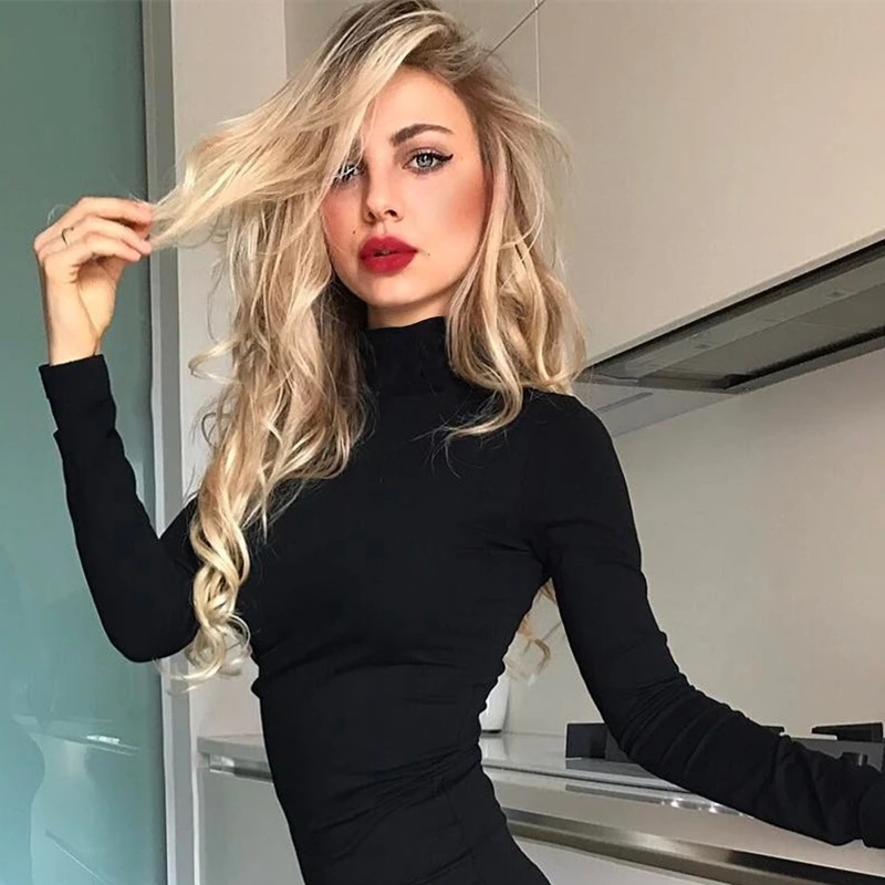 터틀넥 바디수트 여성 긴팔 단색 베이직 바디수트 점프수 - Turtleneck Bodysuit Office 리뷰 및 가격