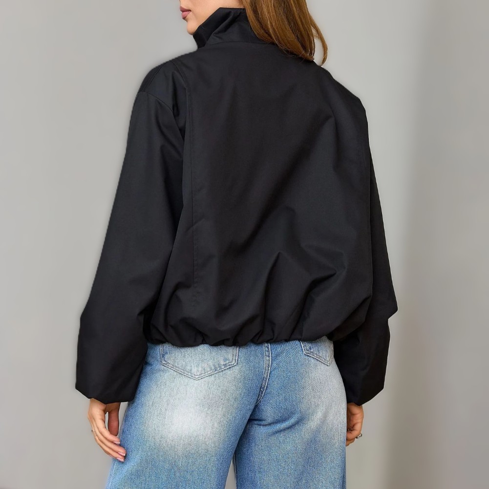 여성용 캐주얼 스탠드 칼라 재킷, 드롭 숄더 디자인과  - Formal Winter Wear Women Jacket 리뷰 및 가격
