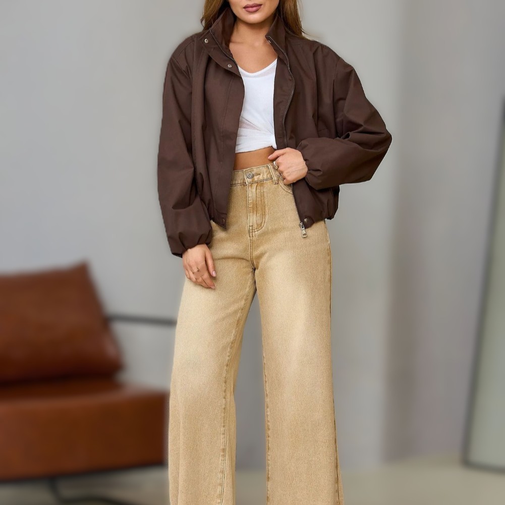 여성용 캐주얼 스탠드 칼라 재킷, 드롭 숄더 디자인과  - Formal Winter Wear Women Jacket 리뷰 및 가격