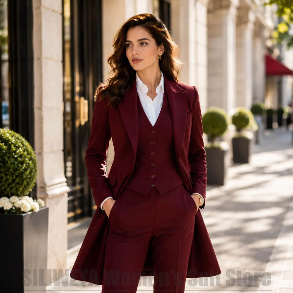 패션 여성 3피스 수트 우아한 피크 라펠 싱글 브레스티 - Women Formal Wear Vest 리뷰 및 가격