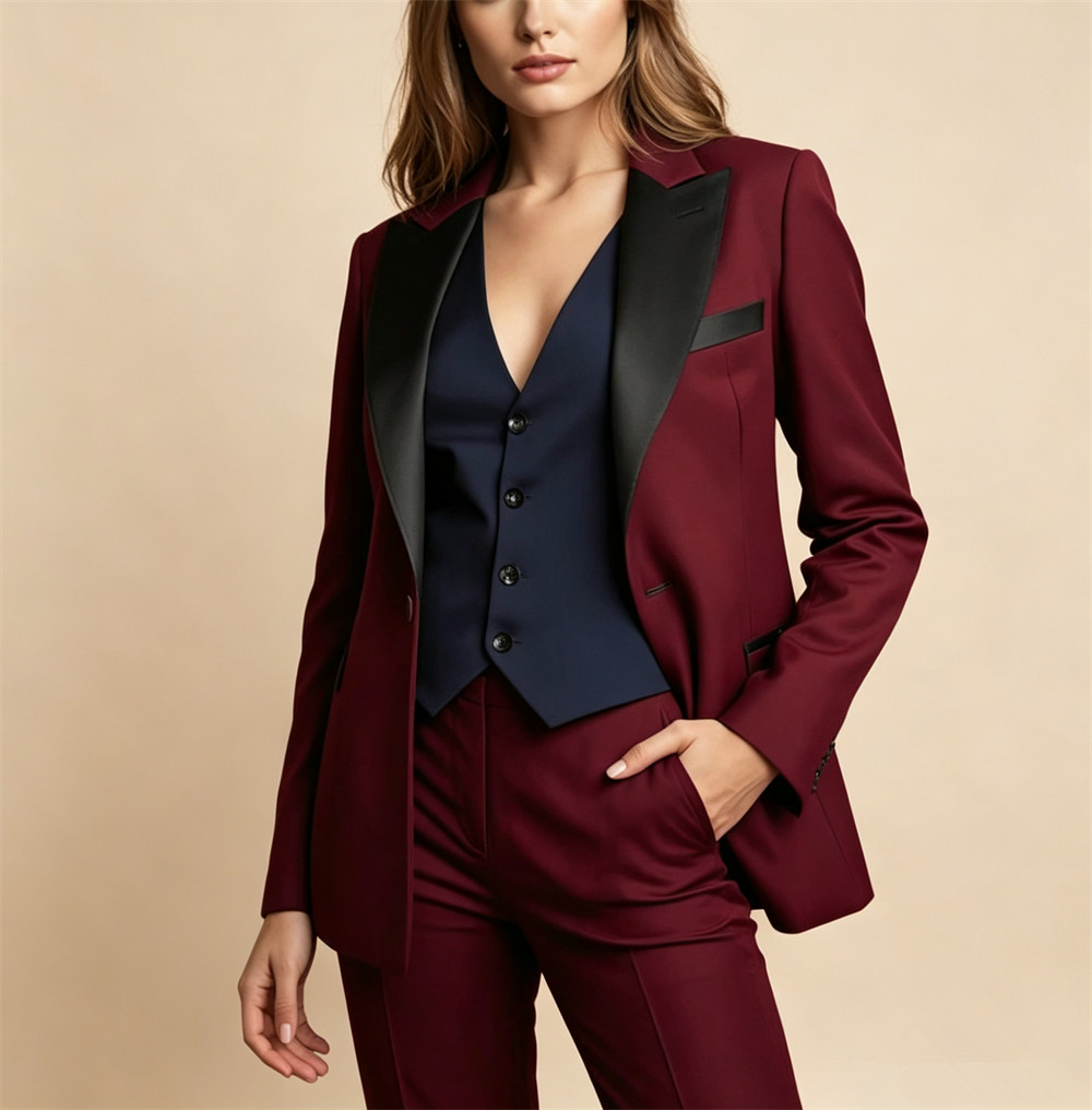 우아한 버건디 여성 정장 3피스 수트 공식 의상 공식  - Women Formal Wear Vest 리뷰 및 가격