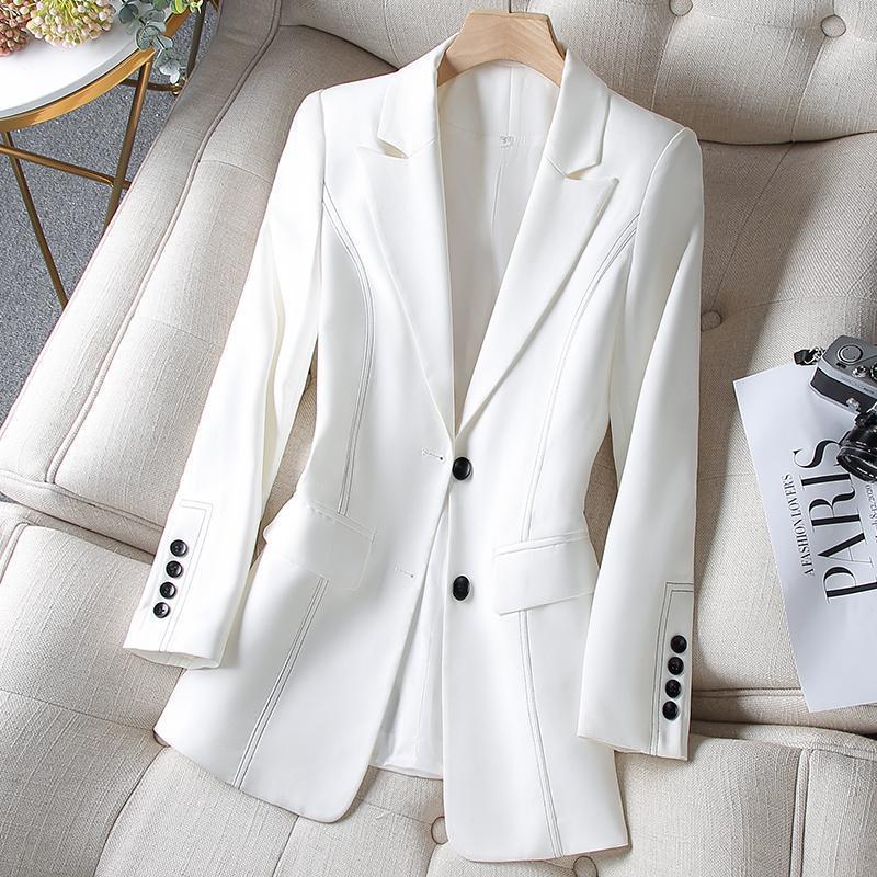 새로운 패션 여성 정장 블레이저 여성용 흰색 검정색 긴 - Formal Winter Wear Women Jacket 리뷰 및 가격