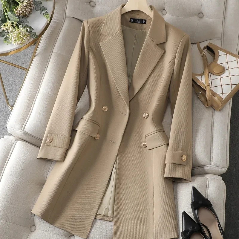 여성용 롱 블레이저 카키, 커피 블랙, 오피스 레이디  - Formal Winter Wear Women Jacket 리뷰 및 가격