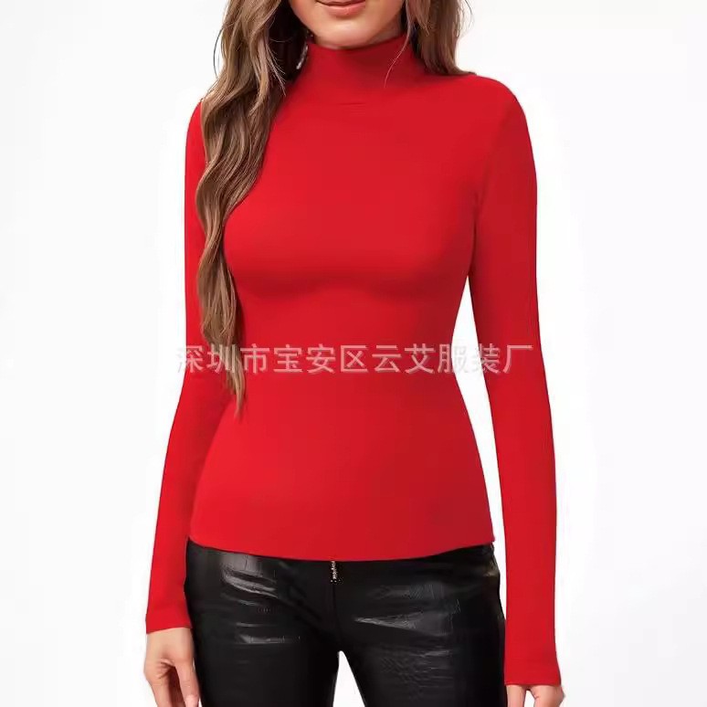 여성용 솔리드 컬러 터틀넥 니트 티셔츠 여성 의류 캐주 - Turtleneck Bodysuit Office 리뷰 및 가격