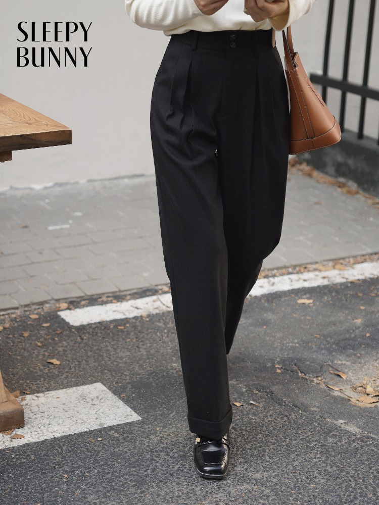 여성용 하이웨이스트 울 느낌 바지 두꺼운 따뜻한 와이드 - Tailored Trouser Wide 리뷰 및 가격