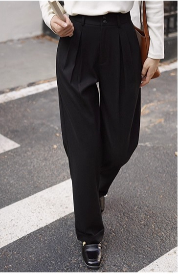 여성용 하이웨이스트 울 느낌 바지 두꺼운 따뜻한 와이드 - Tailored Trouser Wide 리뷰 및 가격