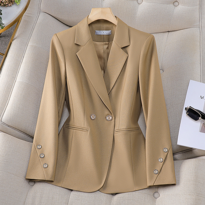 여성 더블 브레스트 솔리드 블레이저 가을 살구 블랙 카 - Formal Winter Wear Women Jacket 리뷰 및 가격