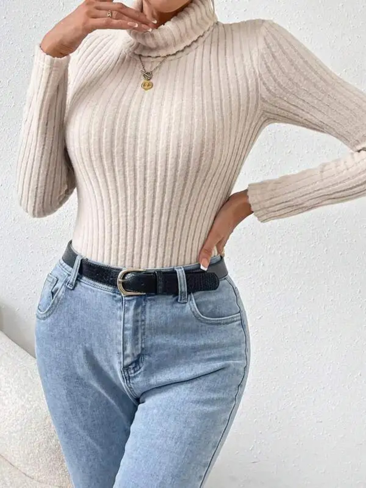 Foamlina여성용 긴팔 터틀넥 니트 점프수트, 신축 - Turtleneck Bodysuit Office 리뷰 및 가격