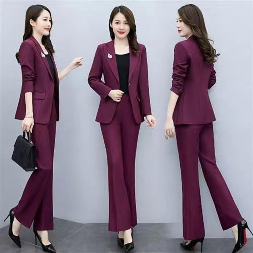 2피스/세트 여성 정장 코트 팬츠 세트 턴다운 칼라 긴 - Formal Wear Women Us 리뷰 및 가격