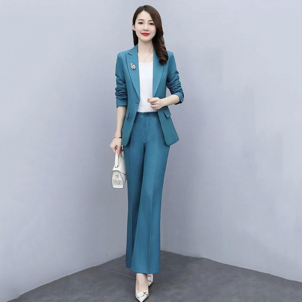2피스/세트 여성 정장 코트 팬츠 세트 턴다운 칼라 긴 - Formal Wear Women Us 리뷰 및 가격
