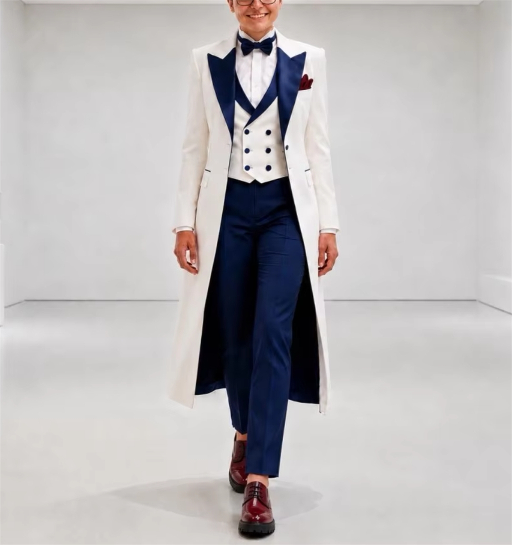 네이비 블루 화이트 여성 재킷 수트 우아한 맞춤형 오피 - Formal Wear Women Us 리뷰 및 가격